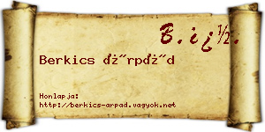 Berkics Árpád névjegykártya