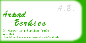 arpad berkics business card